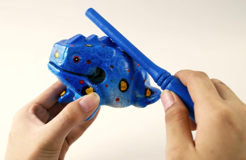 Kidypool Frog guiro 4 inches wood block musical instrument Percussion Musical Instrument Perfect size Natural Wood Güiro Frog (Blue) - Image 4